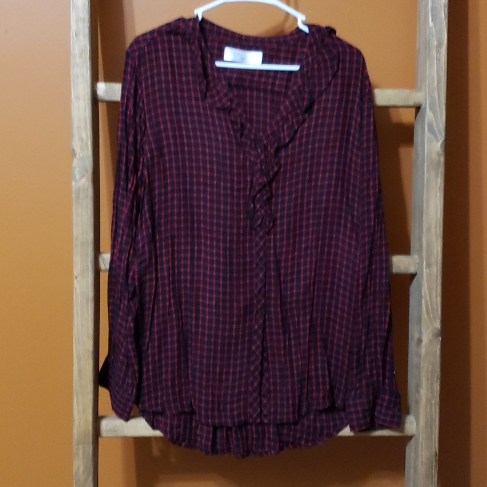 Red flannel blouse